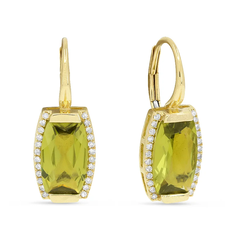 Drop Earrings for Evening Gown -6.5 16.9 Mm 3.67Ct Peridot Drop/dangle Earrings In 14K Yellow Gold