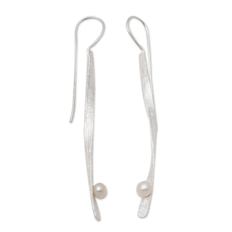 Crystal Drop Earrings for Sparkle -NOVICA Dewy Twist, Cultured pearl drop earrings - 2.8*0.1