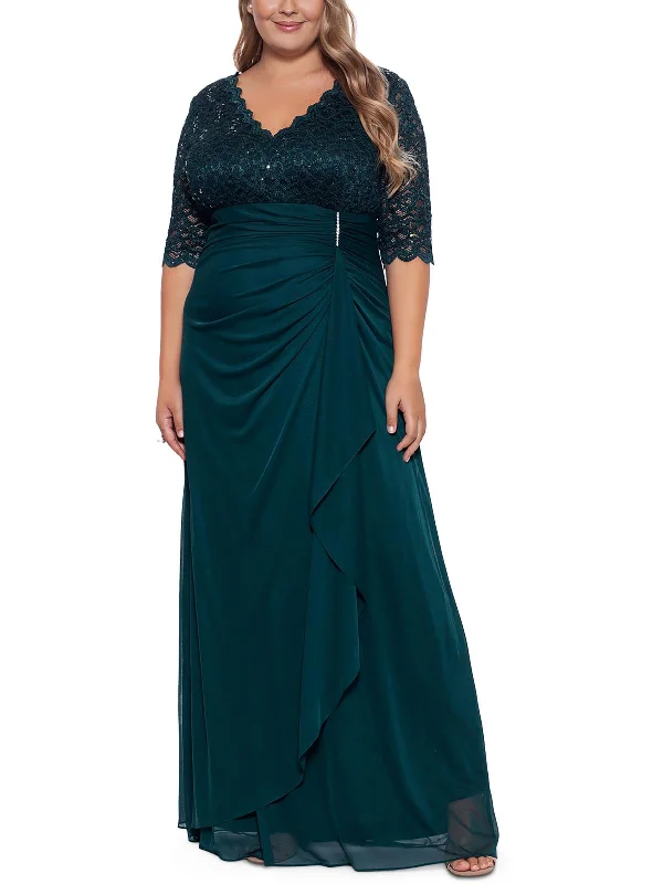 Sheath Dresses for Sophisticated -Plus Womens Lace Embellished Evening Dress