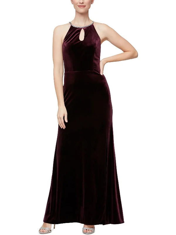 Pink Dresses for Feminine -Womens Velvet Long Evening Dress