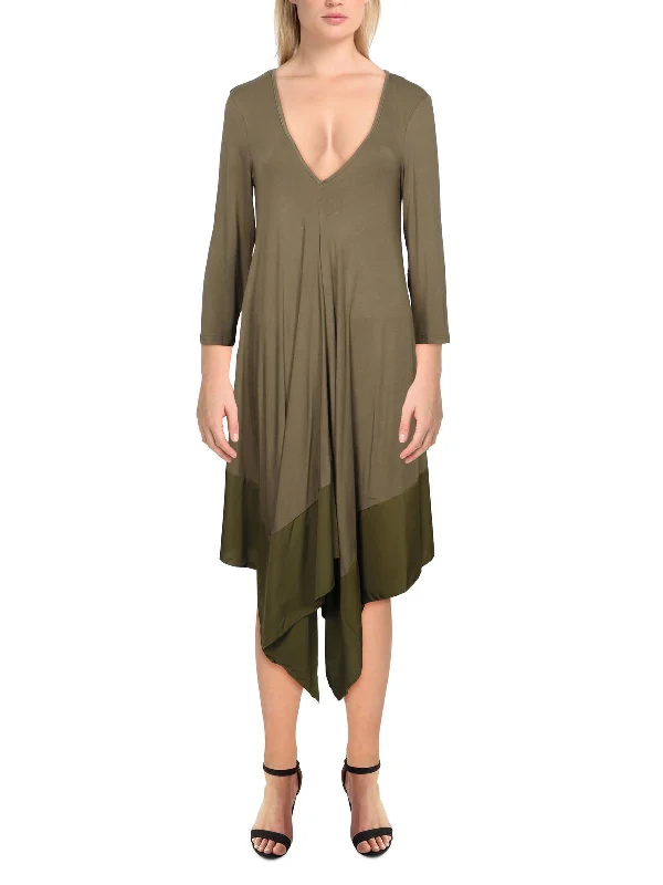 Low-waisted Dresses for Relaxed -Womens Knit Maxi T-Shirt Dress