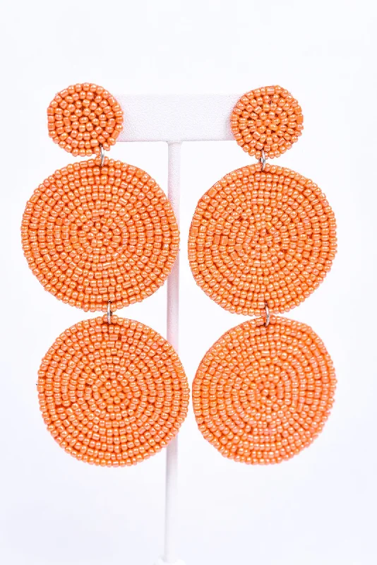 Lightweight Drop Earrings for All Day -Peach 3-Tier Seed Bead Earrings - EAR3025PE