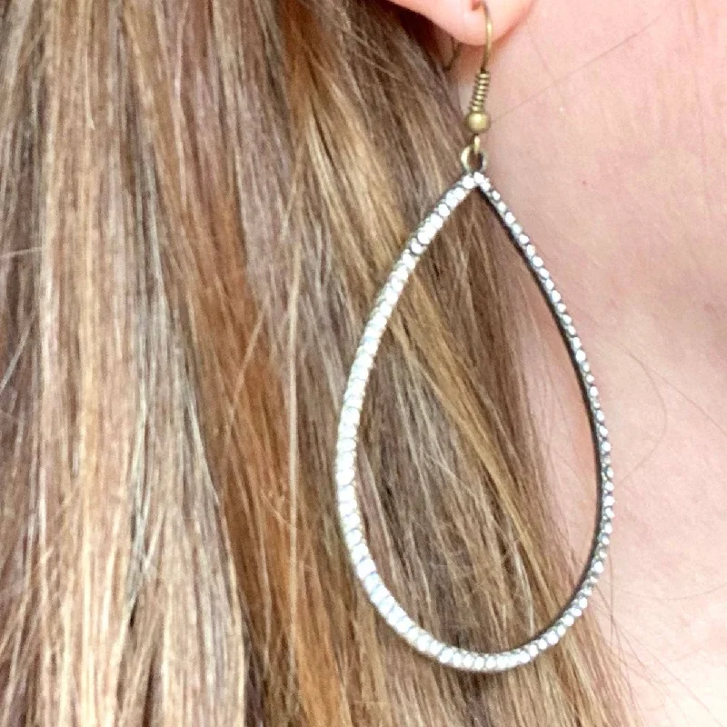 Drop Earrings for Birthday Celebration -Large Teardrop Hoop Earrings with Micro Pave Crystals