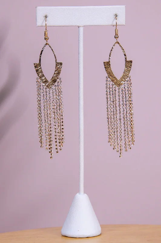 Ethnic Drop Earrings with Tribal Design -Gold Bling Cascade Earrings - EAR4326GD