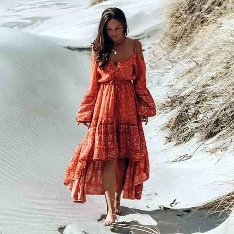 Resort Dresses for Vacation -Printed strapless strap dress