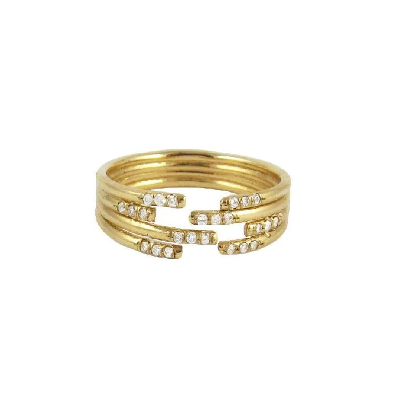 Rings with engraved constellations for stargazers -Stacked Diamond Cuff Ring