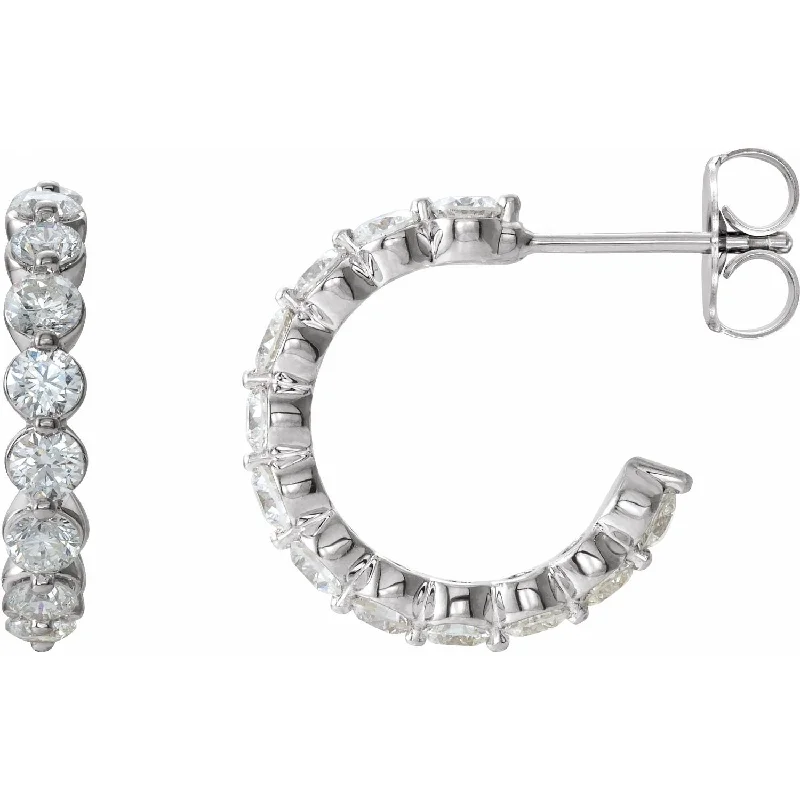 Lightweight Drop Earrings for All Day -14K White Gold 1 3/8ct Lab-Grown Diamond Hoop Earrings Clarity SI, Color G-H