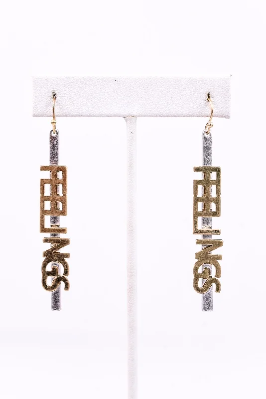 Drop Earrings for Anniversary -'Feelings' Silver/Gold Drop Earrings - EAR2525SI