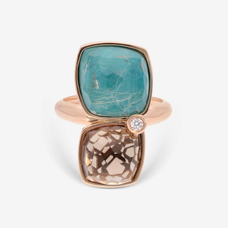 Rings with gothic-inspired skull motif details -SuperOro Ice 18K Rose Gold Diamond & Multistone Cocktail Ring ICE/A025_blue