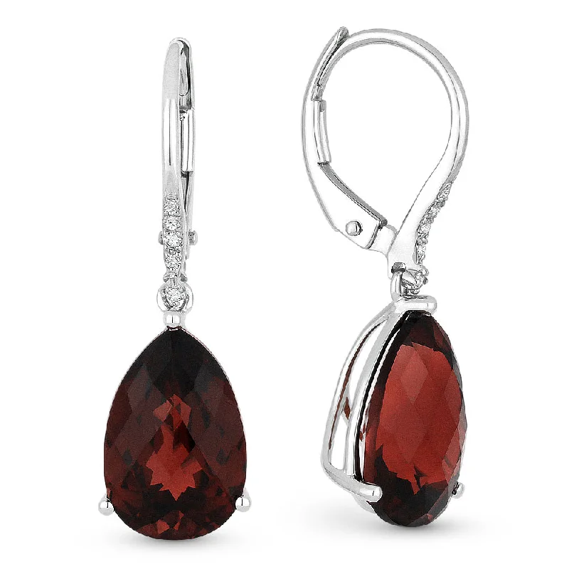 Drop Earrings for Travel Look -6.5 16.9 Mm 5.78Ct Garnet Drop/dangle Earrings In 14K White Gold