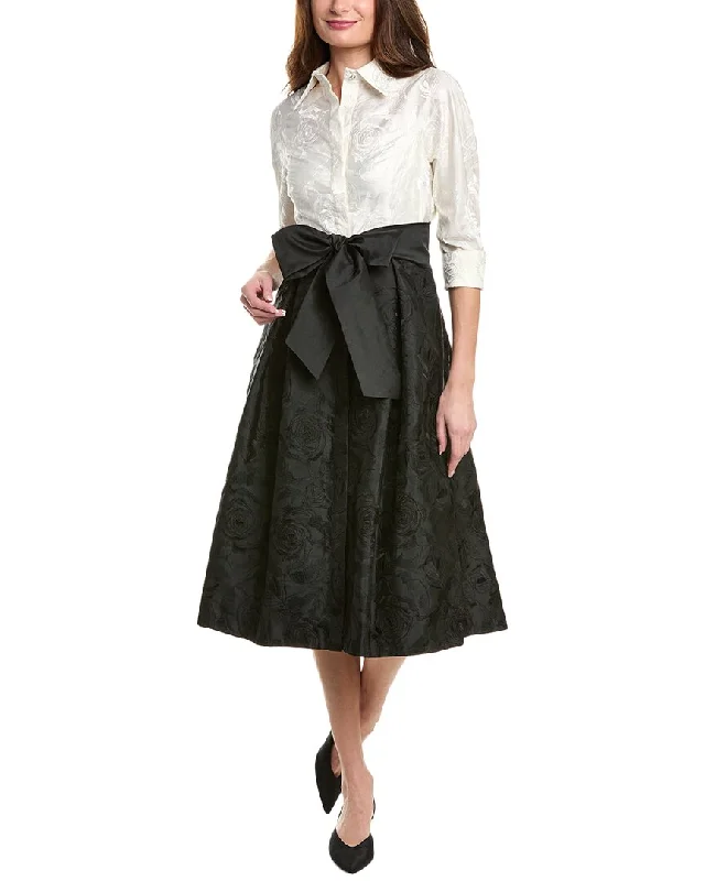 Rhinestone Dresses for Bling -Teri Jon by Rickie Freeman Embroidered Taffeta Shirtdress