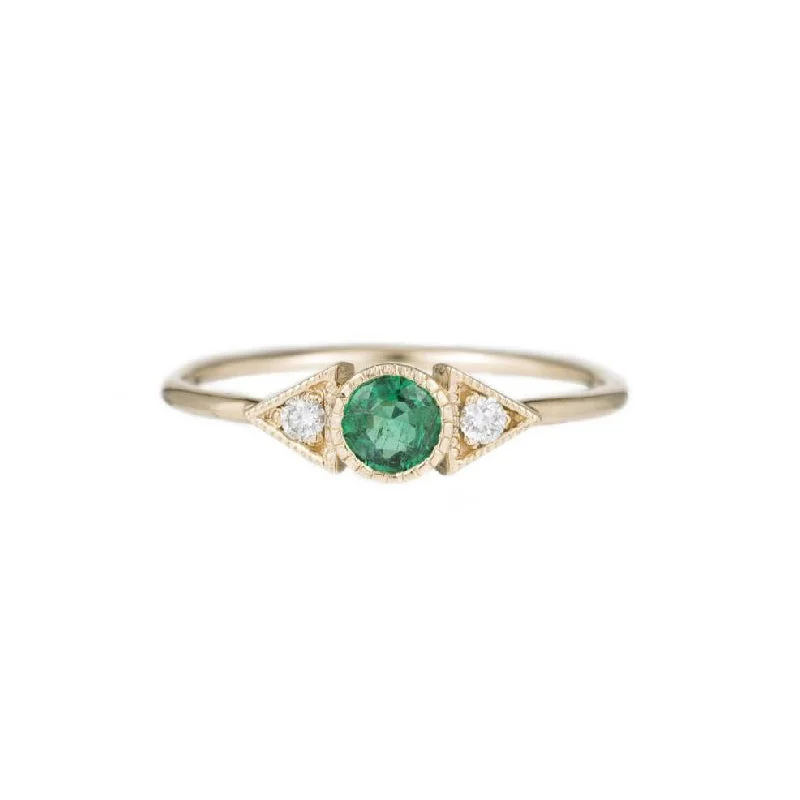 Rings with pave-set gemstones for brilliance -Emerald Spear Ring