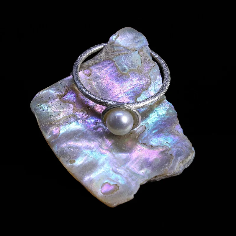 Rings with tourmaline gems for bold hues -NEW! Pearl Set in Carved Sterling Silver Ring by Heather Guidero