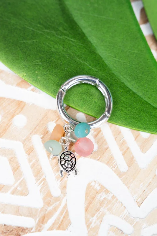 Rose gold rings featuring delicate pearl inlays -SALE! Multi-Color Sea Glass and Turtle Cluster Ring