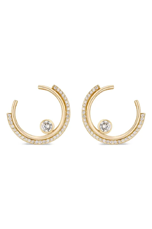 Drop Earrings with Textured Surface -BIG ARC HOOP EARRINGS