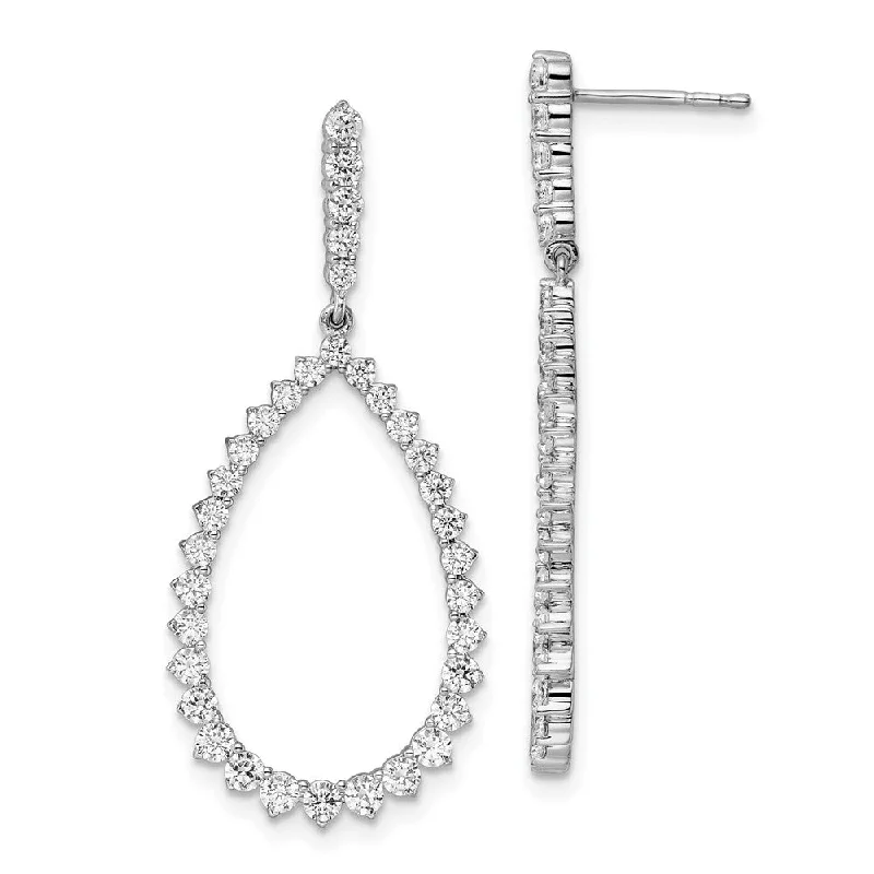 Drop Earrings for Travel Look -14k White Gold 1 1/2 ct Lab Grown Diamond Fancy Dangle Hoop Earrings VS Clarity, D-E Color