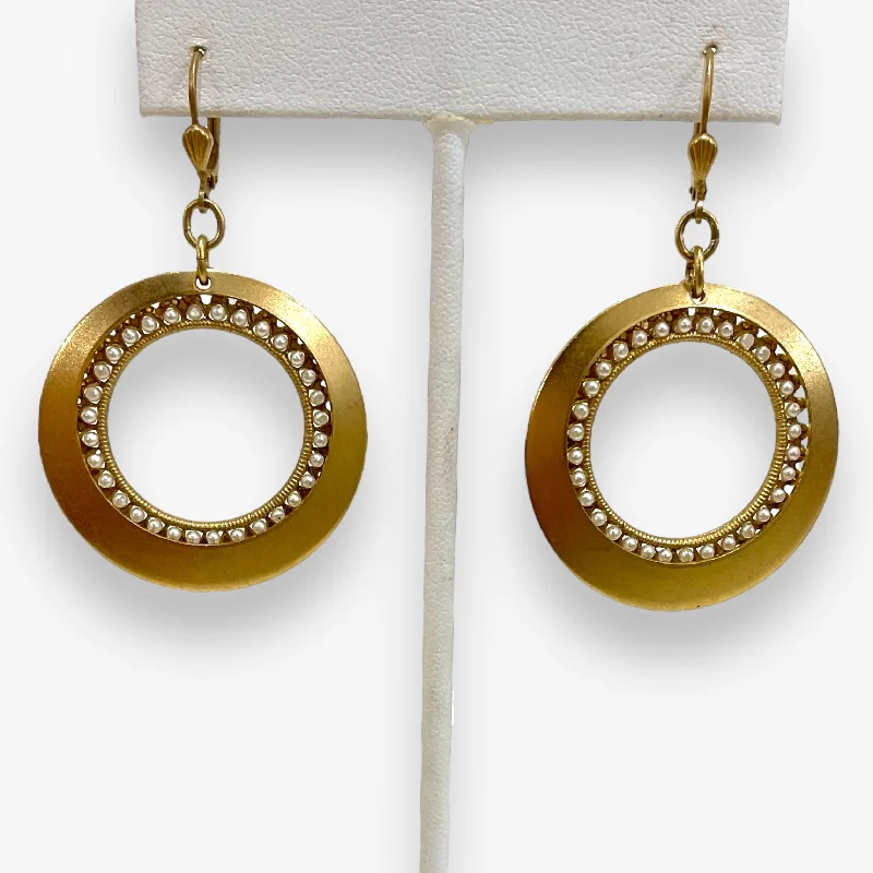 Drop Earrings with Knot Designs -Gold and Pearl Studded Circle Earrings