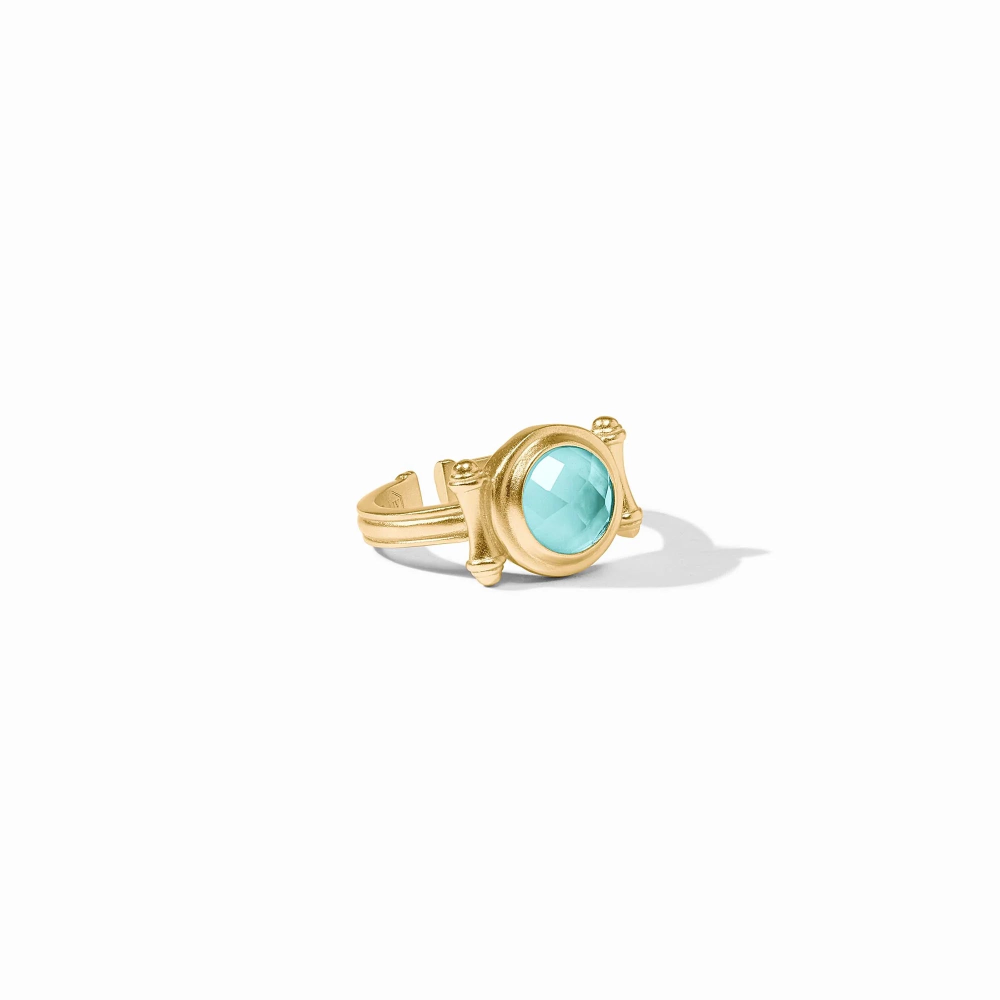 Rings with hexagon-cut stones for trendiness -Bamboo Stone Ring in Bahamian Blue