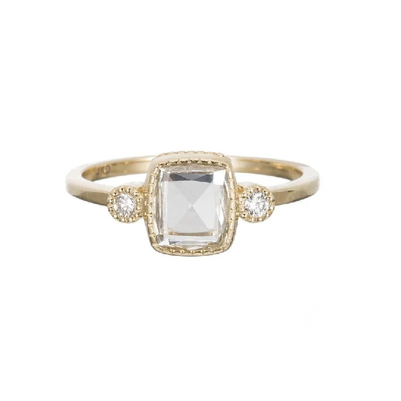 Rings with polished onyx for sleek contrast -Square RC Diamond Elevate Ring