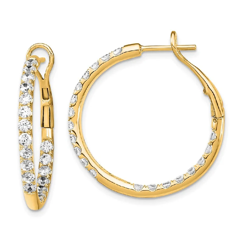 Drop Earrings with Star Motifs -14k Gold 2 ct Lab Grown Diamond In & Out Hoop Earrings VS Clarity, G-H Color