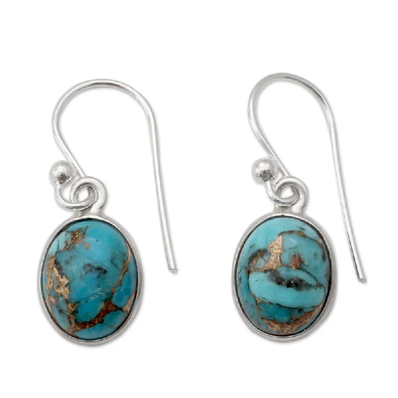 Drop Earrings for Wellness Routine -Handmade Sterling Silver Sky Harmony Turquoise Earrings (Indonesia)