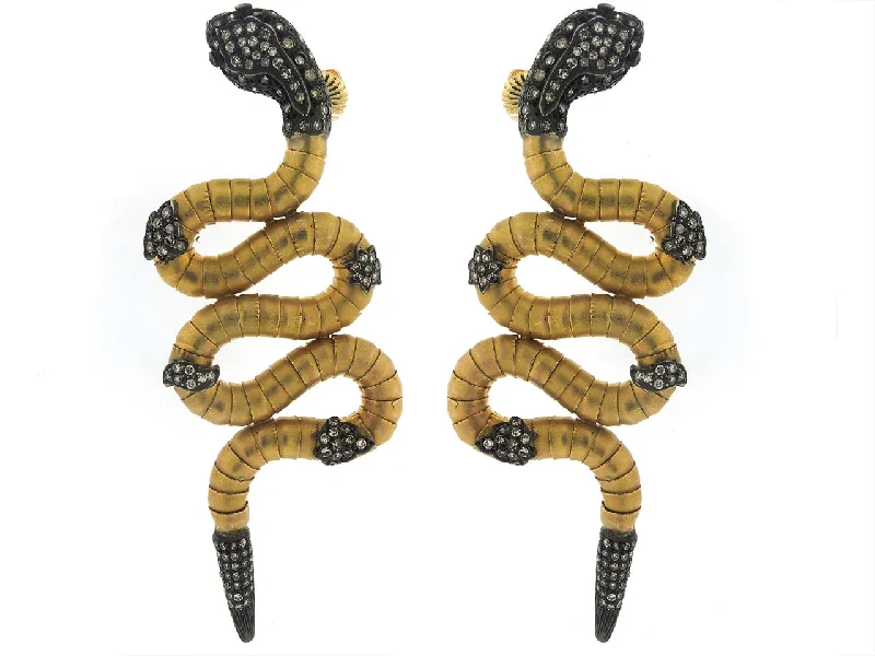 Geometric Drop Earrings for Trend -Snake Earrings in 18K and Silver