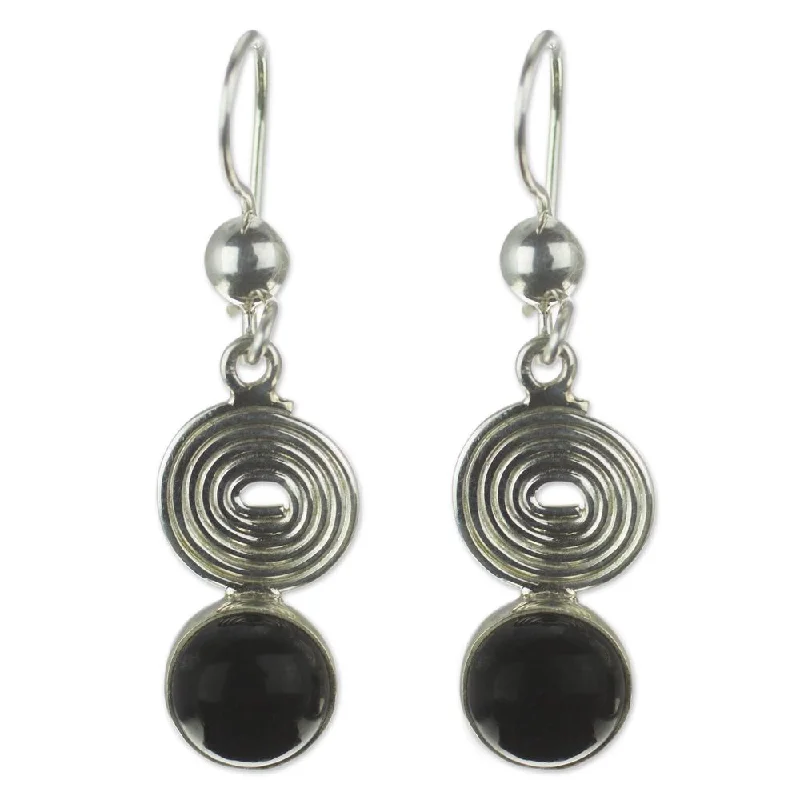 Heavy Duty Drop Earrings for Durability -Handmade Sterling Silver 'Spiral of Life' Jade Earrings (Guatemala)