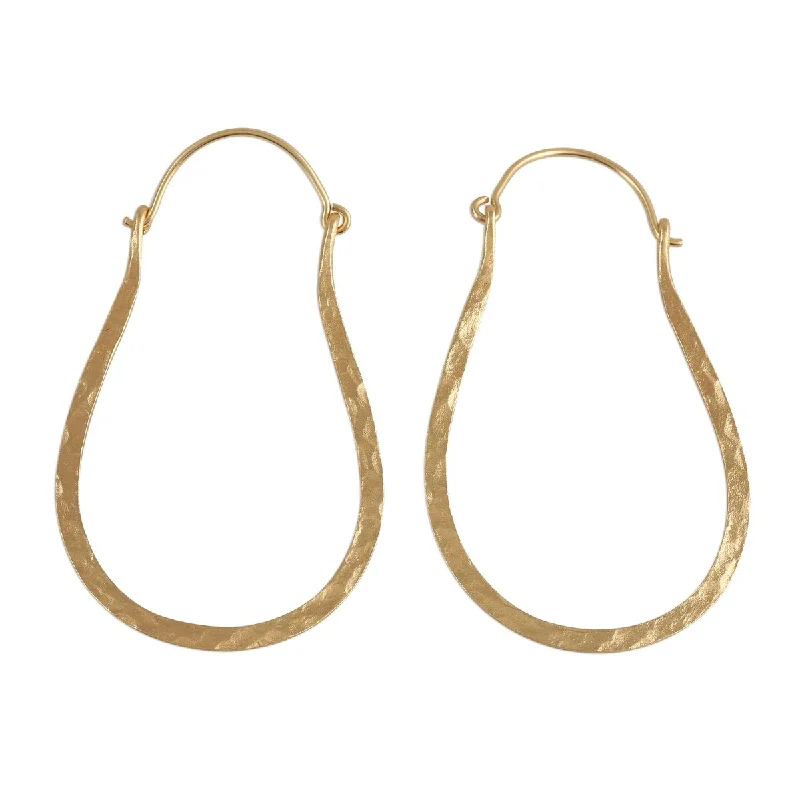 Drop Earrings with Wave Designs -NOVICA Mystic Loops, Gold plated sterling silver hoop earrings - 2.2*1.3