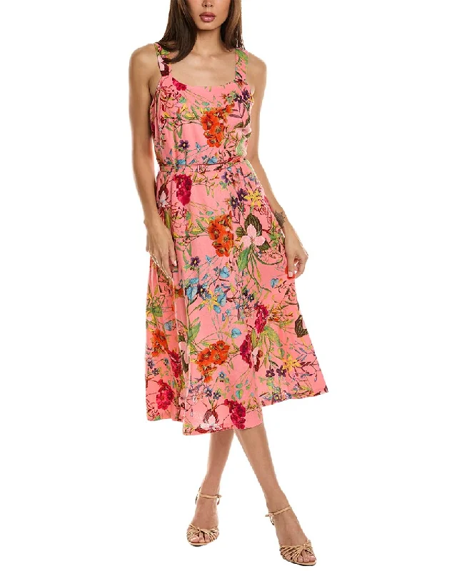 Midi Dresses for Versatile Wear -Anne Klein Belted Linen-Blend A-Line Dress