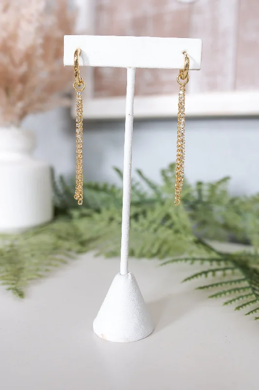 Heavy Duty Drop Earrings for Durability -Gold/Bling Tassel Drop Earrings - EAR4051GD