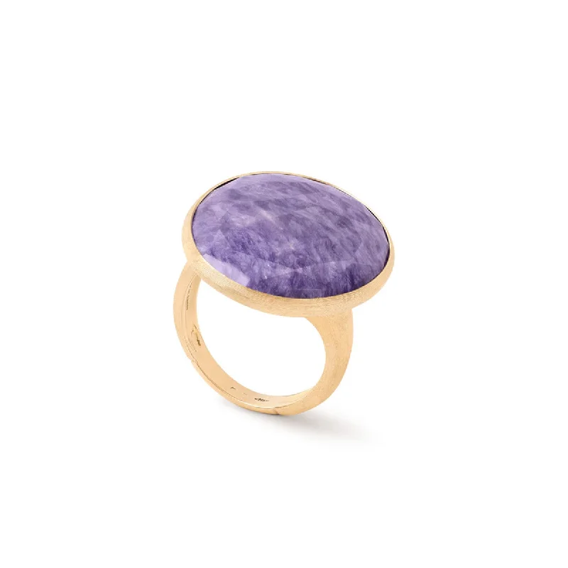 Rings with delicate filigree sapphire settings -Marco Bicego Lunaria Charoite Cocktail Ring