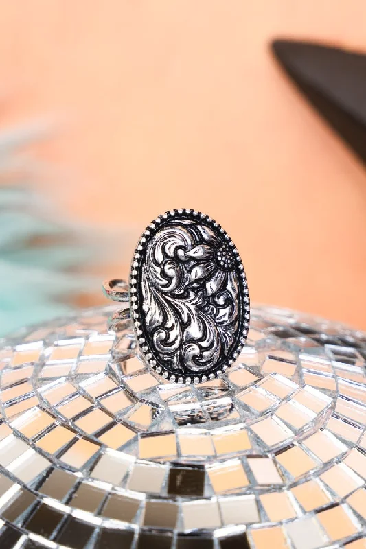 Rings with vintage claw prongs for elegance -TIPI Spring Grove Sunflower Silvertone Cuff Ring