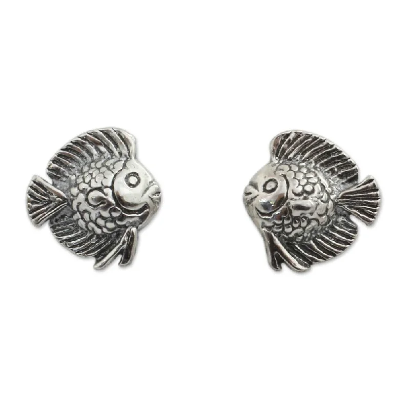 Lead Free Drop Earrings for Health -NOVICA Handmade Sterling Silver Happy Fish Earrings (Thailand)