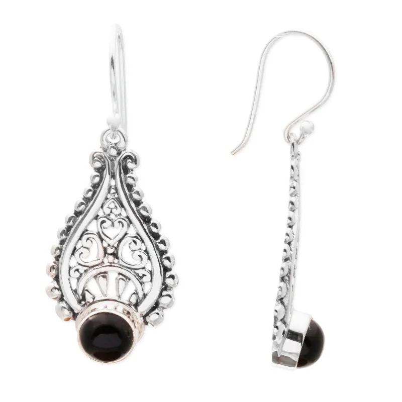 Geometric Drop Earrings for Trend -NOVICA Onyx Dangle Earrings, 'Princess Tears in Black' (Indonesia) - 1.7*0.7