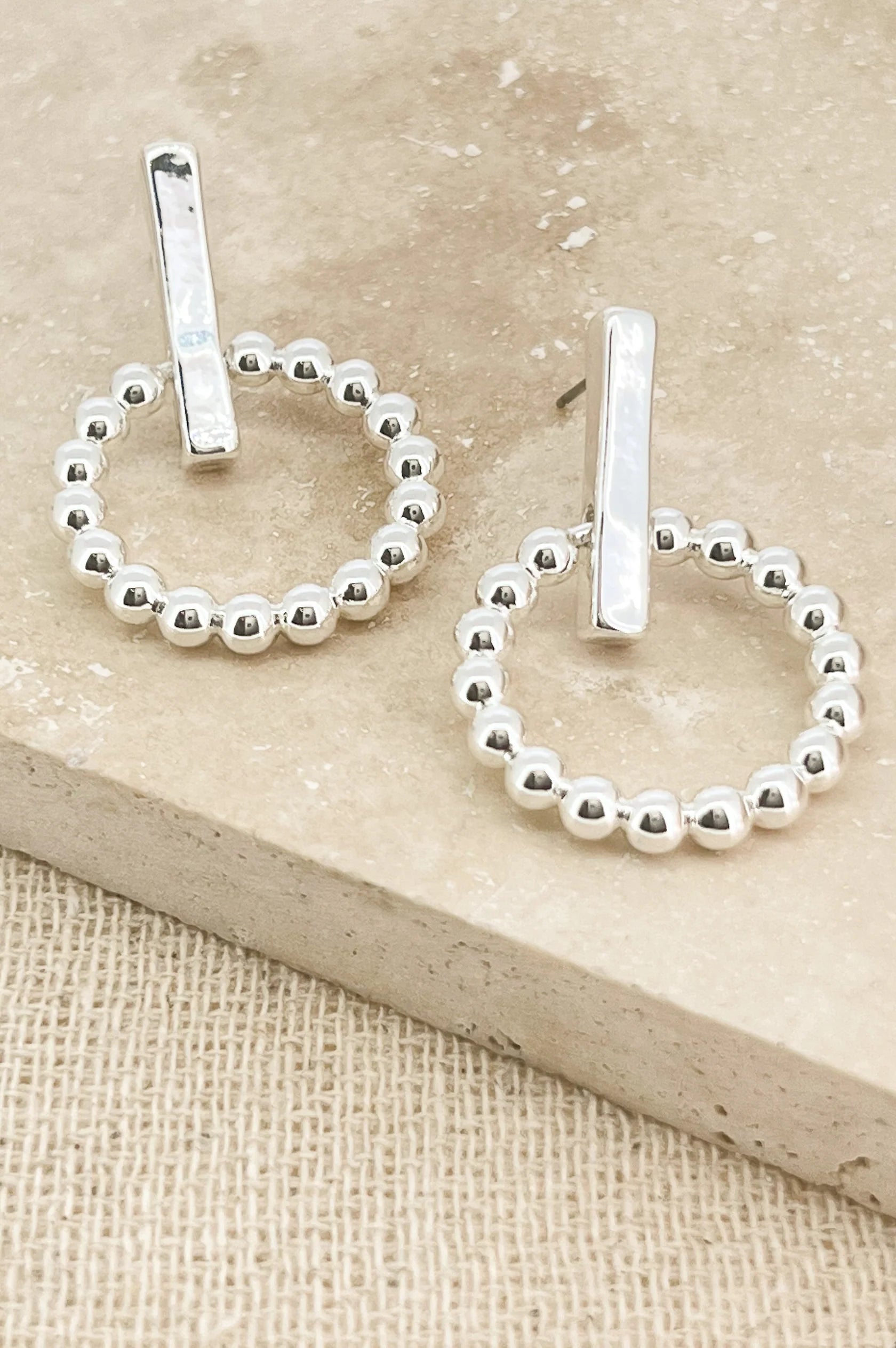 Leverback Drop Earrings for Comfort -Envy Silver Circle & Bar Earrings