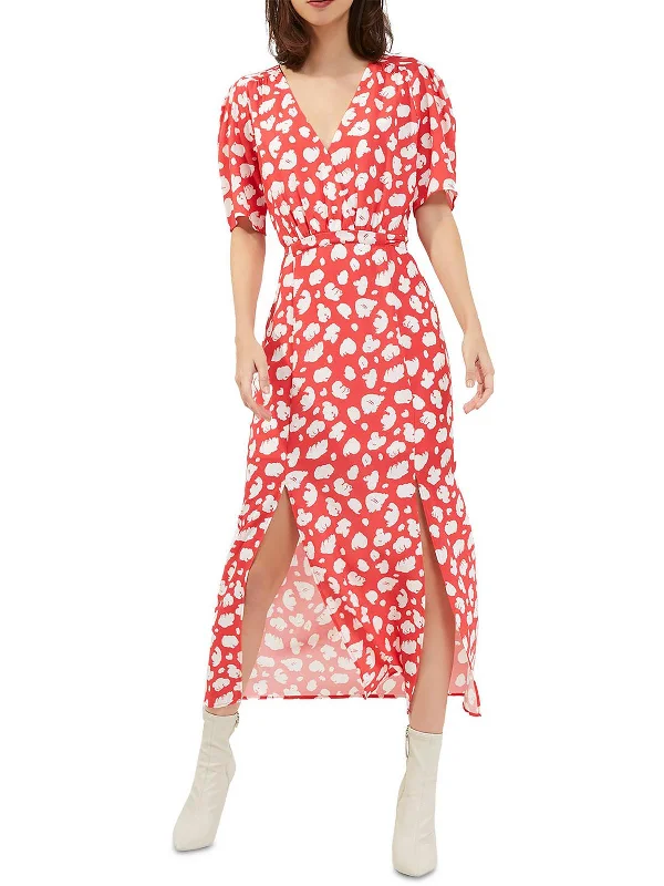 Birthday Dresses for Celebration -Womens Front Slit Printed Maxi Dress