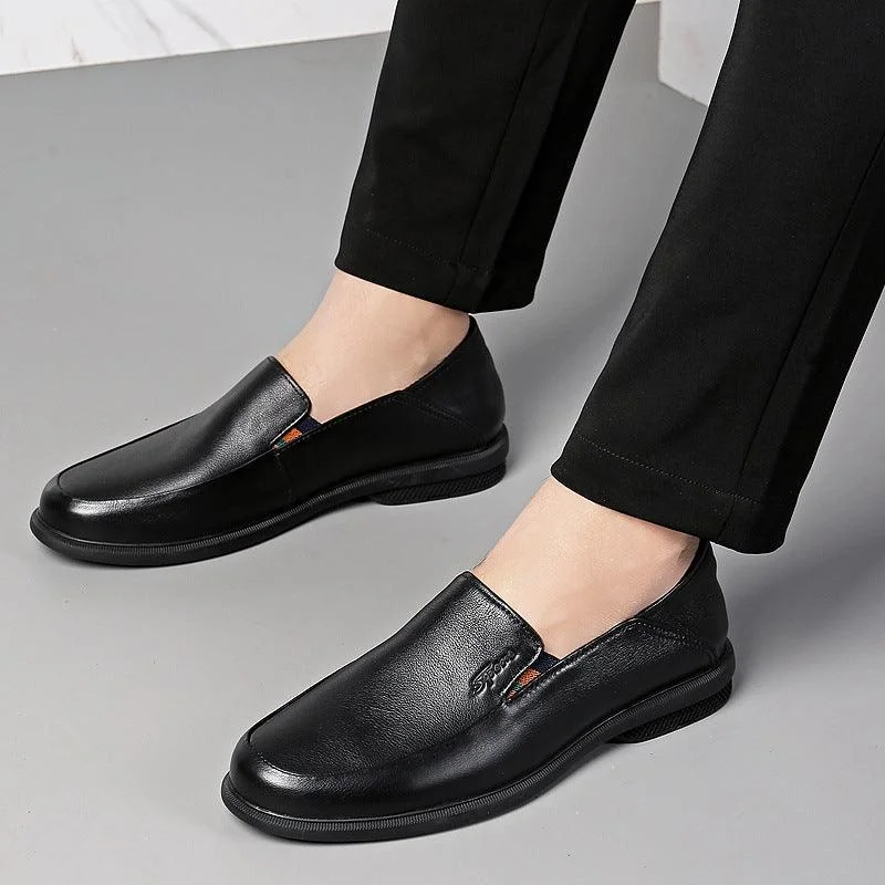 Celtic Dresses with Knotwork -Business Dress Casual Leather Shoes Men's Korean Fashion British Youth Soft Leather Pointed Black Inner Height