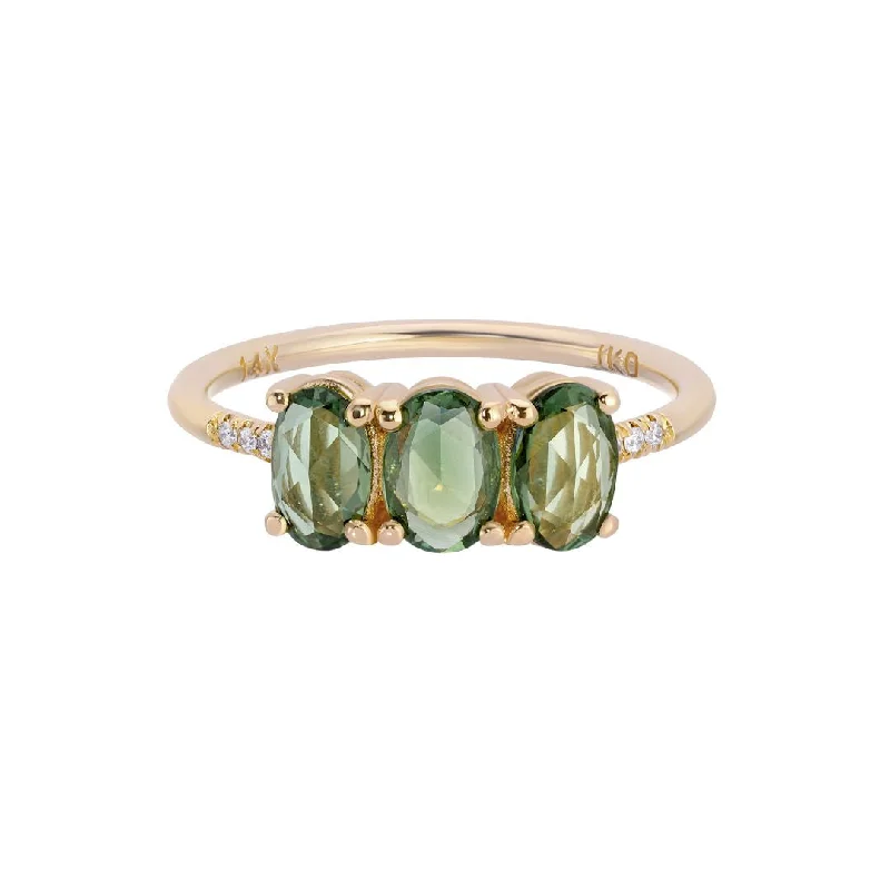 Rings with sunstone gems for fiery sparkle -Green Sapphire Olive Equilibrium Ring