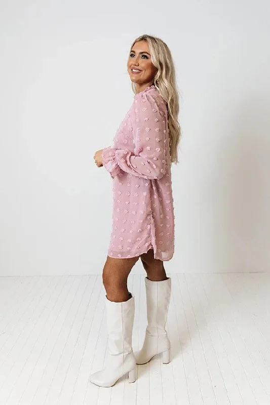 Capri Dresses for Playful -Bubble Long Sleeve Chiffon Jacquard Bottom Dress