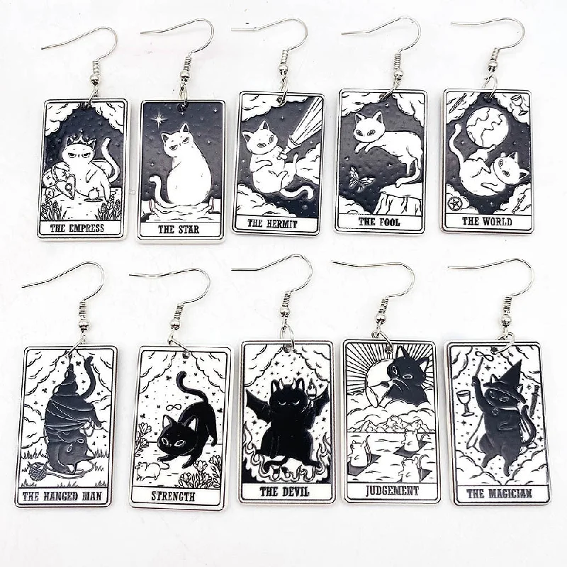 Retro Drop Earrings for Nostalgia -Wholesale Acrylic Cartoon Playing Cards Tarot Pendant Earrings