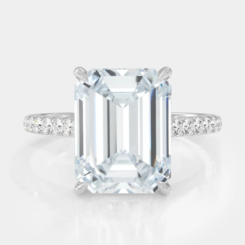 Rings with blue quartz for cool tones -Emerald Cut Pave Diamond Ring