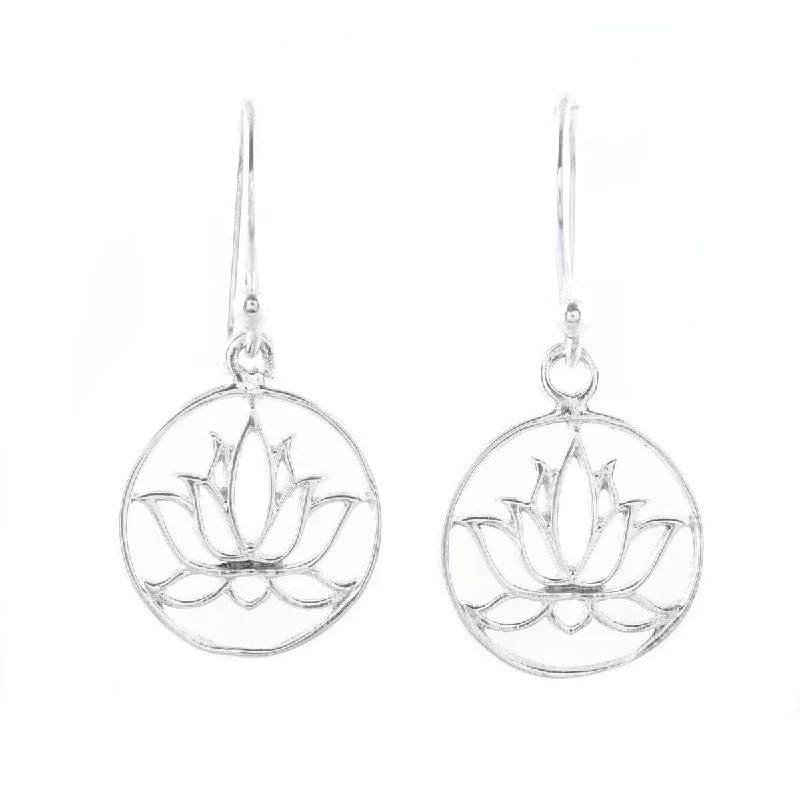 Drop Earrings for Valentine's Day -NOVICA Delightful Lotus, Sterling silver dangle earrings - 1.3L*0.6W