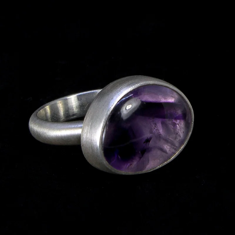 Rings with birthstone clusters for personalization -NEW! OOAK Oval Amethyst in Sterling Silver Ring by Heather Guidero