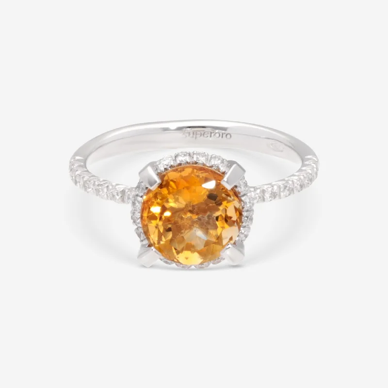 Rings with vintage-inspired emerald for luxury -SuperOro Aida 18K White Gold Diamond & Citrine Statement Ring AIDA/A001orange