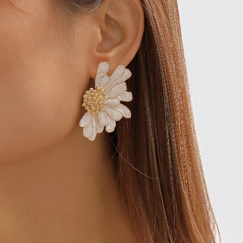 Maximalist Drop Earrings for Bling -Wholesale Vintage Texture Gold Floral Earrings