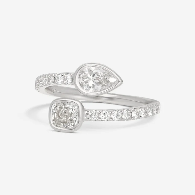 Rings with vintage-inspired rose-cut diamonds -Ina Mar 18K White Gold Diamond 0.45ct.twd Wrap Ring ALR-19545