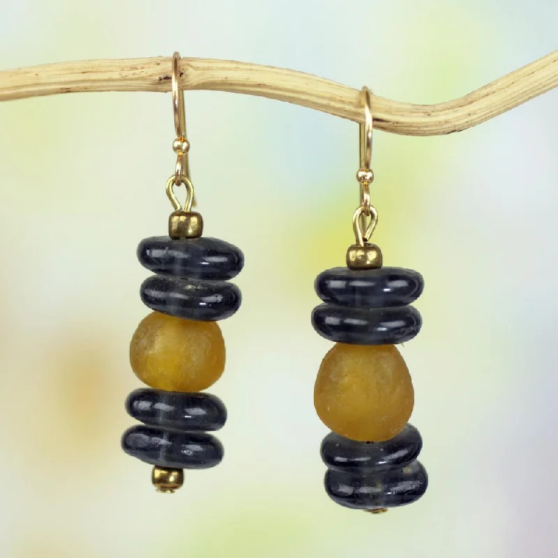 Drop Earrings with Infinity Symbols -Handmade Recycled Glass 'Unforgettable Love' Earrings (Ghana) - Multi