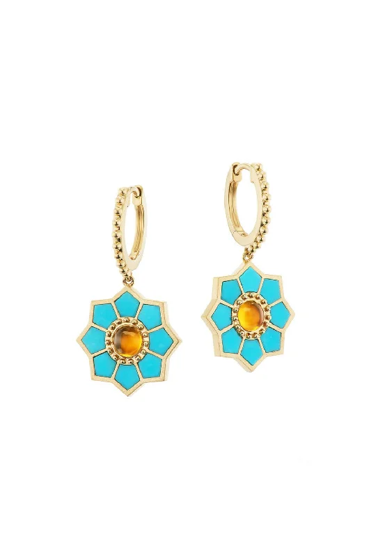 Drop Earrings for Concert Look -FEZ TURQUOISE HUGGIE EARRINGS