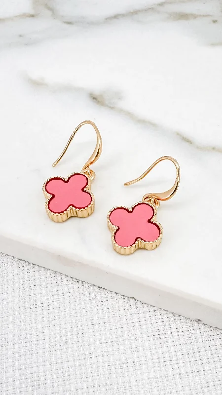 Drop Earrings with Animal Motifs -Envy Gold and Pink Fleur Dropper Earrings