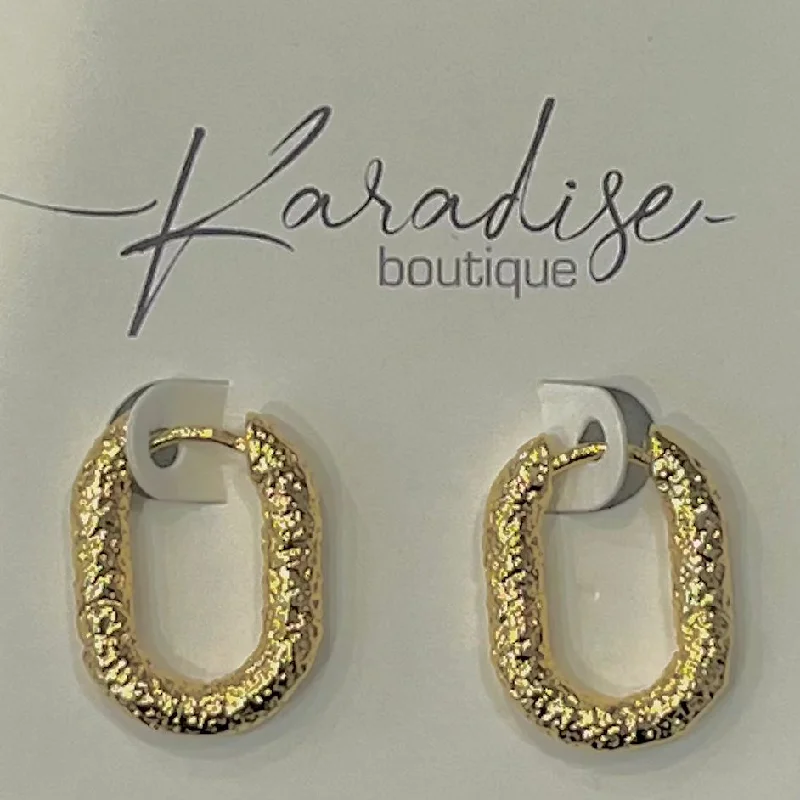 Round Drop Earrings for Classic -Taylor Gold Textured Chain Link Hoop Earrings